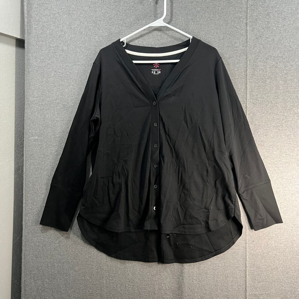 Isaac Mizrahi LIVE! Petite Essentials Pima Cotton Ca Pitch Black Petite 1X